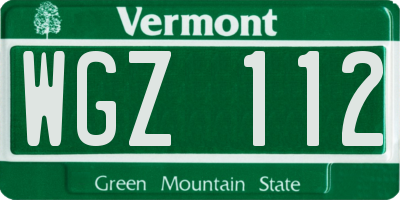VT license plate WGZ112