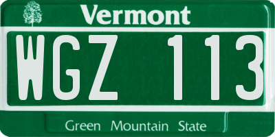 VT license plate WGZ113
