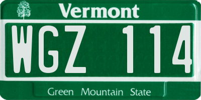 VT license plate WGZ114