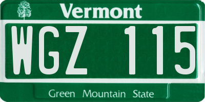 VT license plate WGZ115
