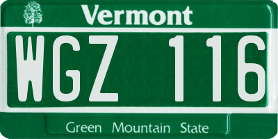 VT license plate WGZ116