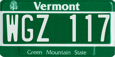 VT license plate WGZ117