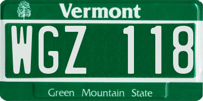 VT license plate WGZ118