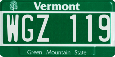 VT license plate WGZ119