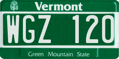 VT license plate WGZ120