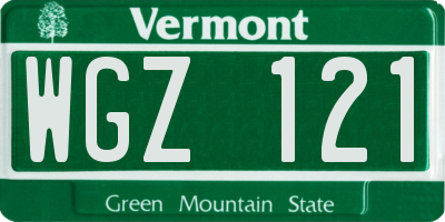 VT license plate WGZ121