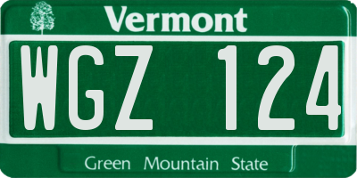 VT license plate WGZ124