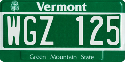 VT license plate WGZ125