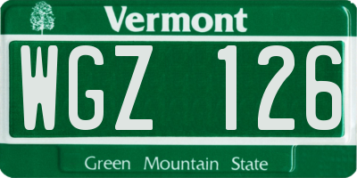 VT license plate WGZ126