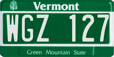 VT license plate WGZ127