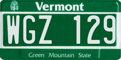 VT license plate WGZ129