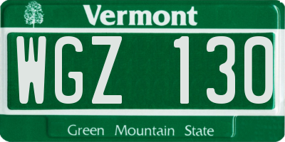 VT license plate WGZ130