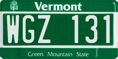 VT license plate WGZ131