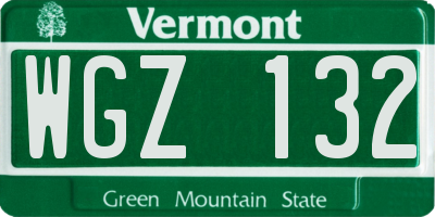 VT license plate WGZ132