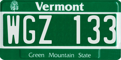 VT license plate WGZ133