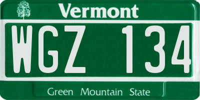 VT license plate WGZ134