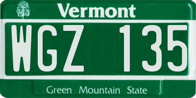 VT license plate WGZ135