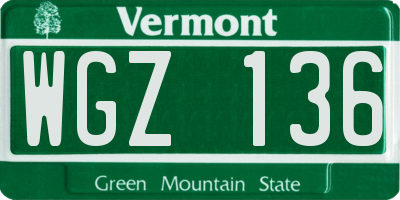 VT license plate WGZ136