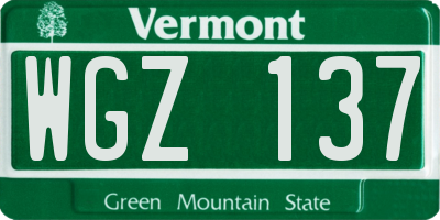 VT license plate WGZ137