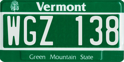 VT license plate WGZ138