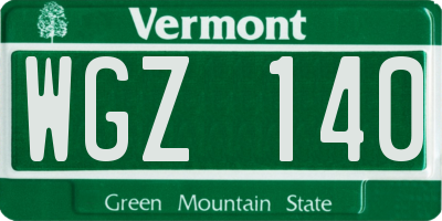 VT license plate WGZ140