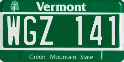 VT license plate WGZ141