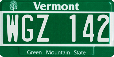 VT license plate WGZ142