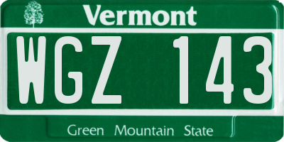 VT license plate WGZ143