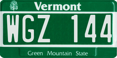 VT license plate WGZ144