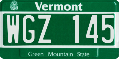 VT license plate WGZ145