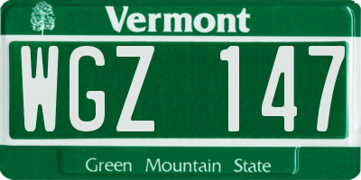 VT license plate WGZ147