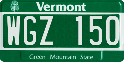 VT license plate WGZ150