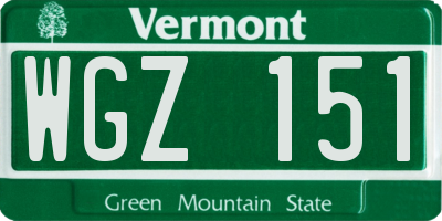 VT license plate WGZ151