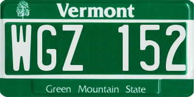 VT license plate WGZ152