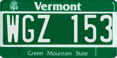 VT license plate WGZ153