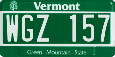 VT license plate WGZ157