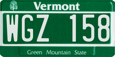 VT license plate WGZ158