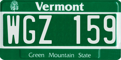 VT license plate WGZ159