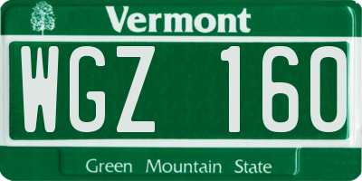 VT license plate WGZ160