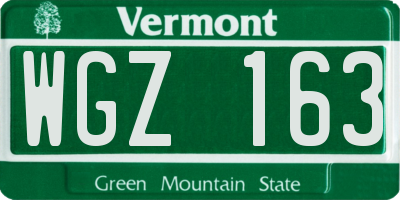 VT license plate WGZ163