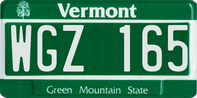 VT license plate WGZ165