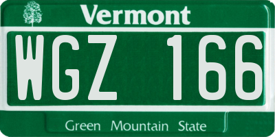 VT license plate WGZ166
