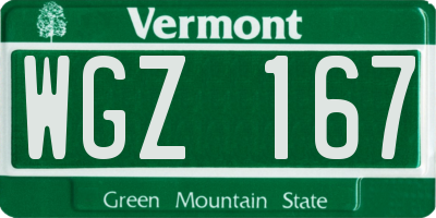 VT license plate WGZ167