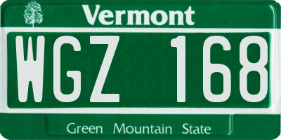 VT license plate WGZ168