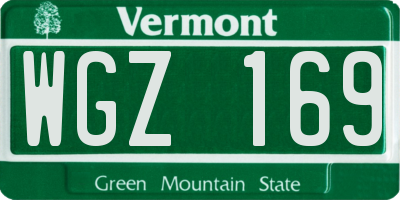 VT license plate WGZ169