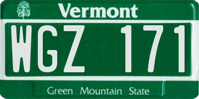VT license plate WGZ171