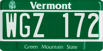 VT license plate WGZ172