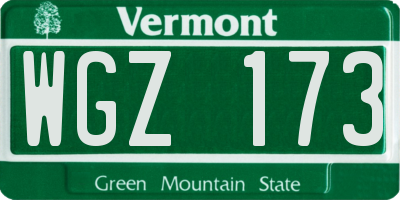 VT license plate WGZ173