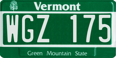 VT license plate WGZ175