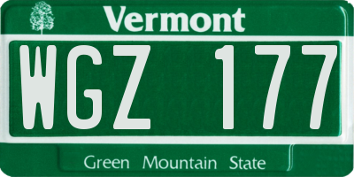 VT license plate WGZ177